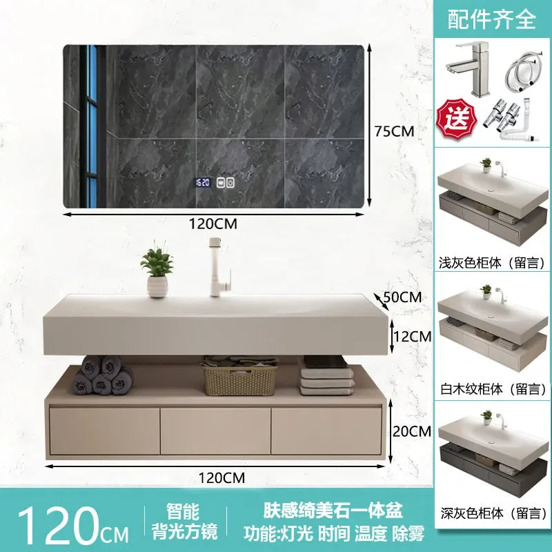 Modern Integrated Bathroom Vanity Washstand Basin, Combined Cabinet