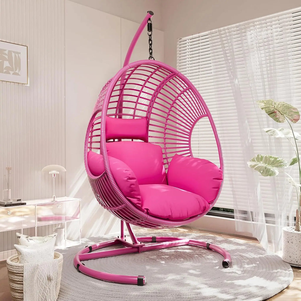 Hanging Egg Swing Chair w/ Stand All-Weather Wicker