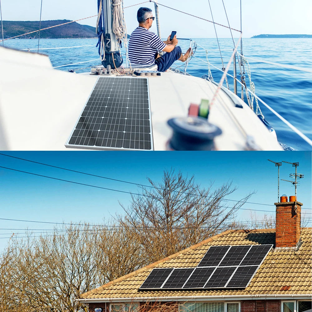 BOGUANG Rigid Solar Panel Set Glass Solar Panel 100W 200W (2pcs 100W Rigid Panel Solar) 18V Photovoltaic Charging for Battery