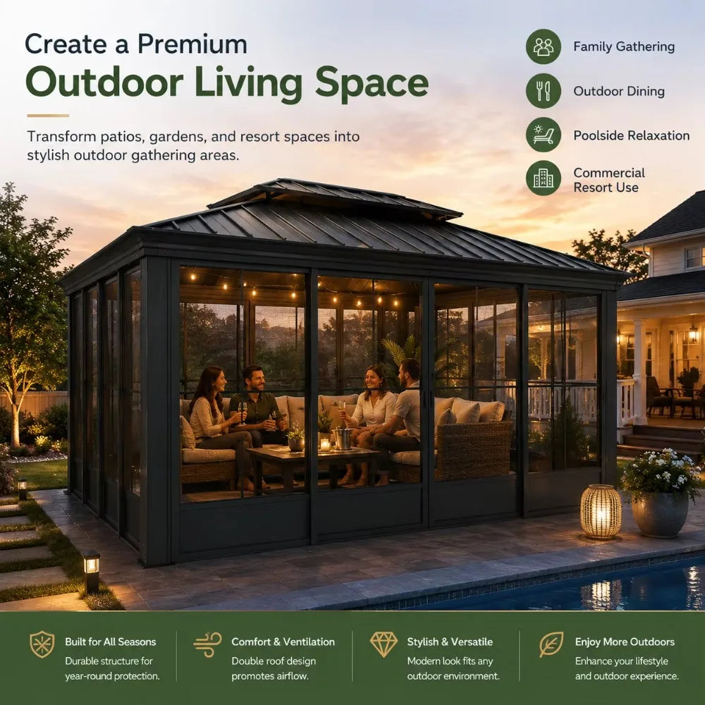 12x16 FT Heavy Duty Aluminum Patio Gazebo,