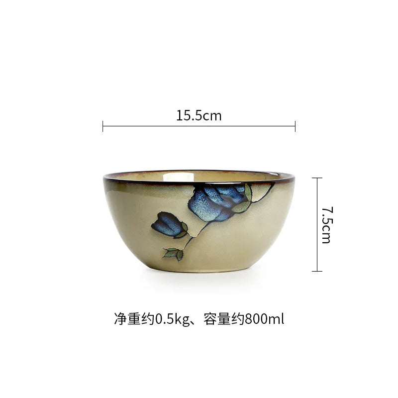 Hand Drawn Mulan Ceramic Plates, Fish Plates, Soup Bowls, Baking Pans, Rice Bowls, Snacks, Creative Retro Round Tableware