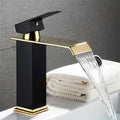 Brass Gold and Black Waterfall Bathroom Faucet