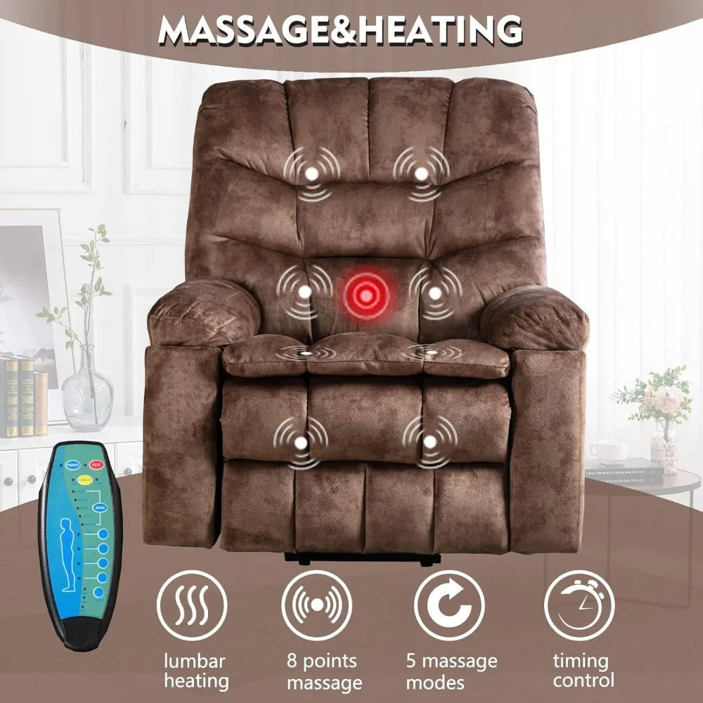 Large Power Lift Recliner Chairs with Massage and Heat for Elderly,