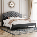 Velvet King Platform Bed Frame Adjustable Headboard, Wood Slat Support