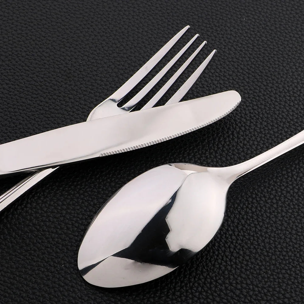 16Pcs  Dinnerware Set Vintage Stainless Steel Tableware Dinner Knife Fork Dessert Spoon Cutlery Set Kitchen Flatware