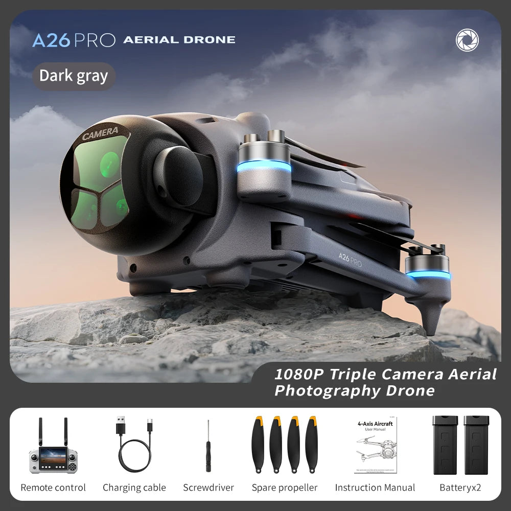 Original A26 Pro GPS Drone 4K HD Excellent Imaging Flagship Triple Camera FPV Brushless Obstacle Avoidance Foldable Quadcopter