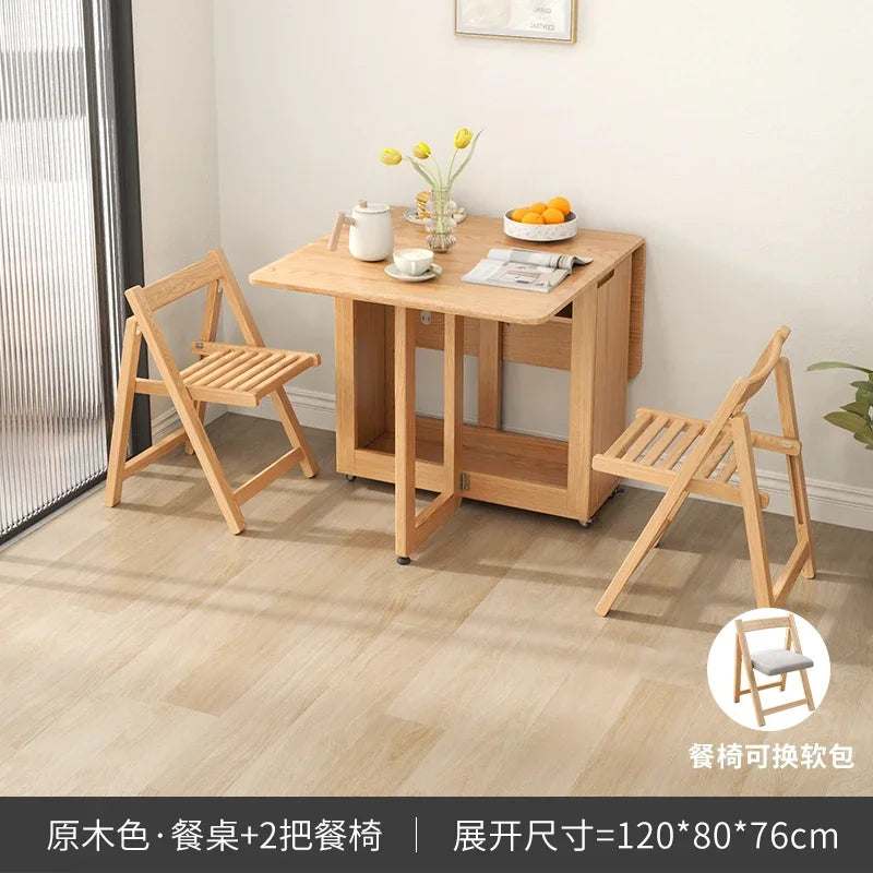 Folding Dining Table Set 6 Chairs, Luxury Modern Space Savers