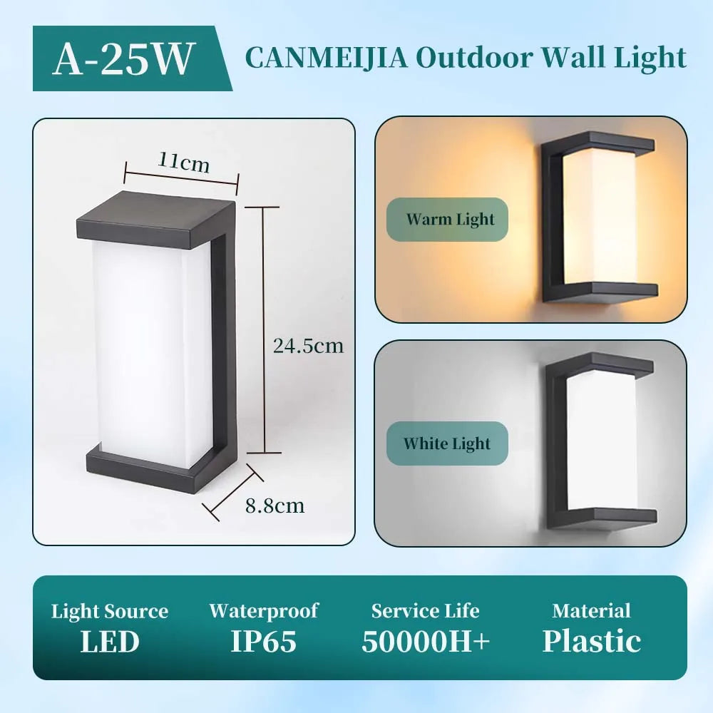 Modern square wall light LED Flush mount Black Home Decor Wall Sconce IP65 Waterproof