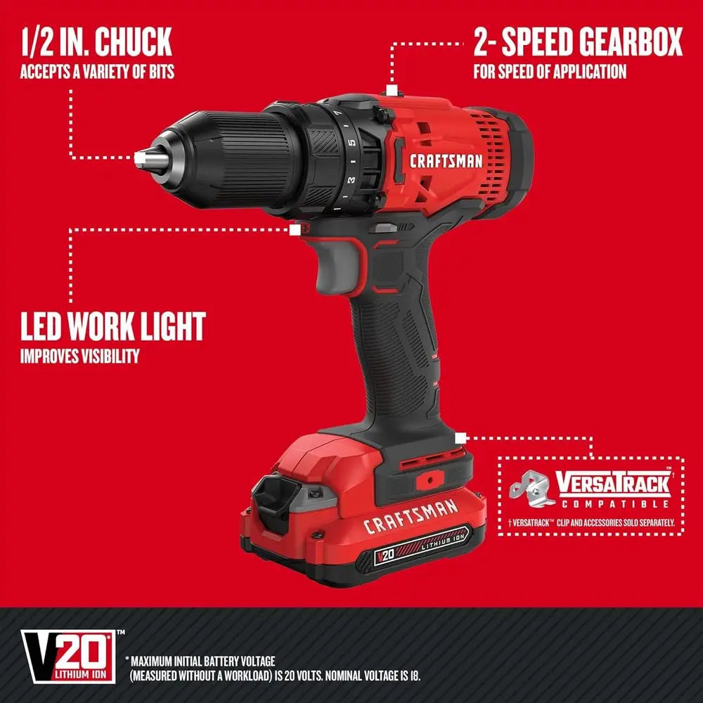 Max Cordless Drill and Impact Driver Set, 2-Battery Power Tool Kit with LED Light, 2 Bits, Carry Bag