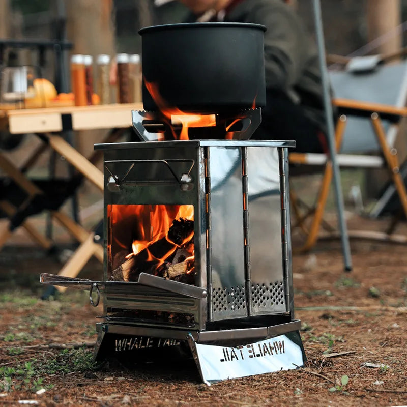 Camping Wood Burning Portable Folding Camp Stove for Outdoor Cooking Picnic Hiking BBQ
