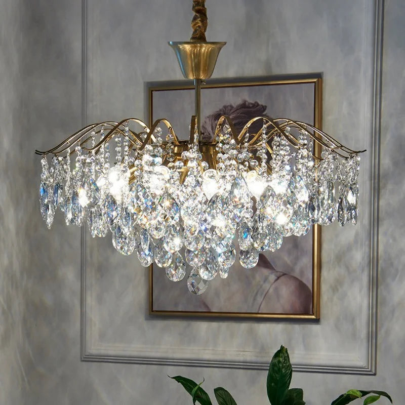 Luxury French Crystal Ceiling Pendant LED Lamp  Chandeliers