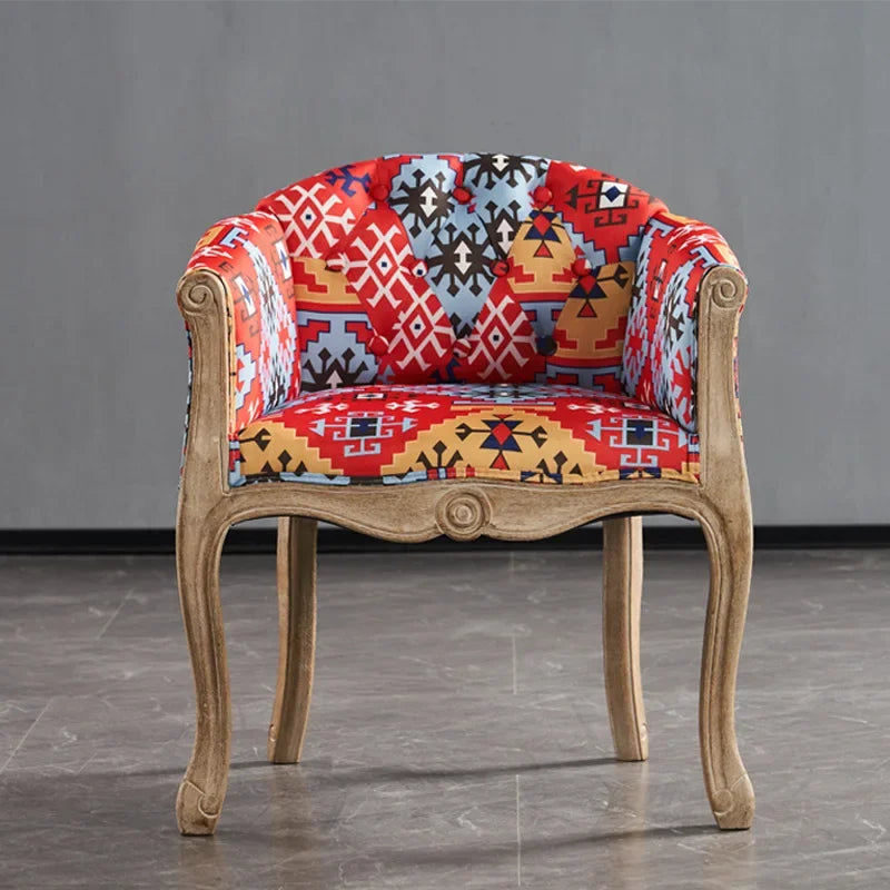 Leisure Sofa Chair, Solid Wood Antique Dining Chair, European Hotel Dining Chair, Living Room Leisure Sofa Chair