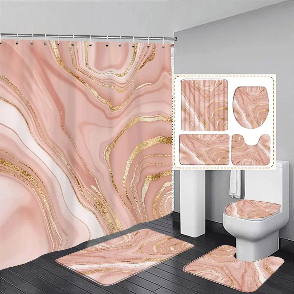 Abstract Art Bathroom Decor Door Rug Bath Mat Toilet Lid Cover