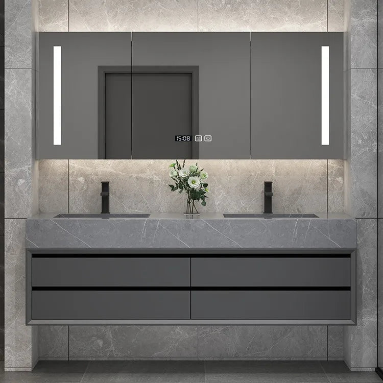 Solid Wood Modern Smart Home Bathroom Vanity Cabinet with Sink