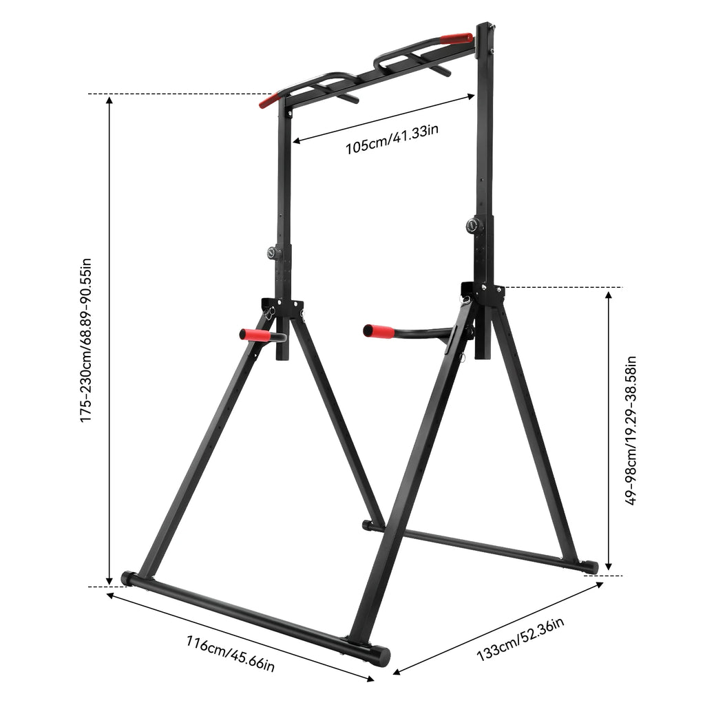 Adjustable Pull Up Bar, 200kg Load Foldable Home Gym Multi-Function Training Station with Parallel Bars