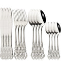 16Pcs  Dinnerware Set Vintage Stainless Steel Tableware Dinner Knife Fork Dessert Spoon Cutlery Set Kitchen Flatware