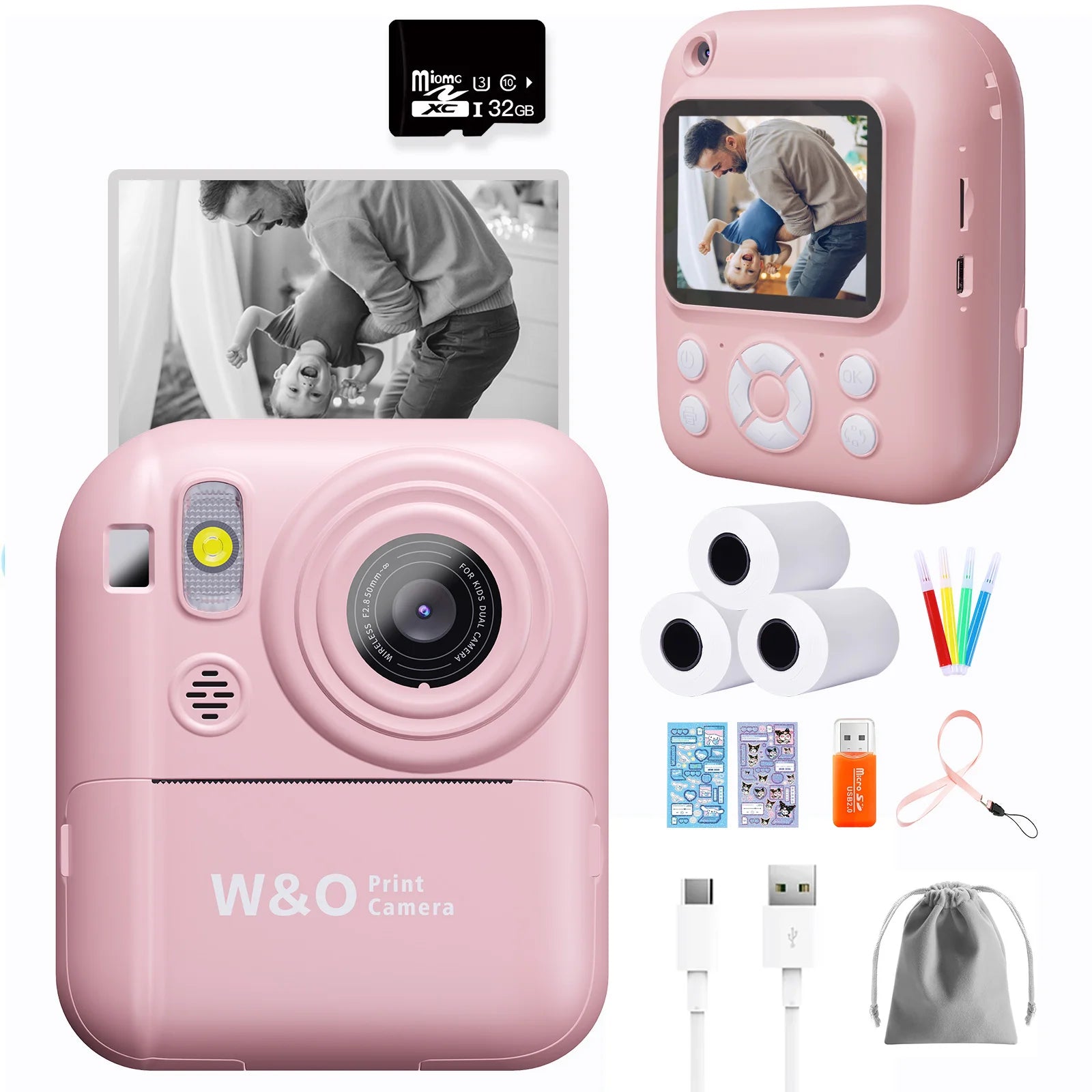 1080P HD Ditigal Camera 2.4 Inch Screen, Selfie Video Camera, USB Cable/Color Pen/Bag/ Included,