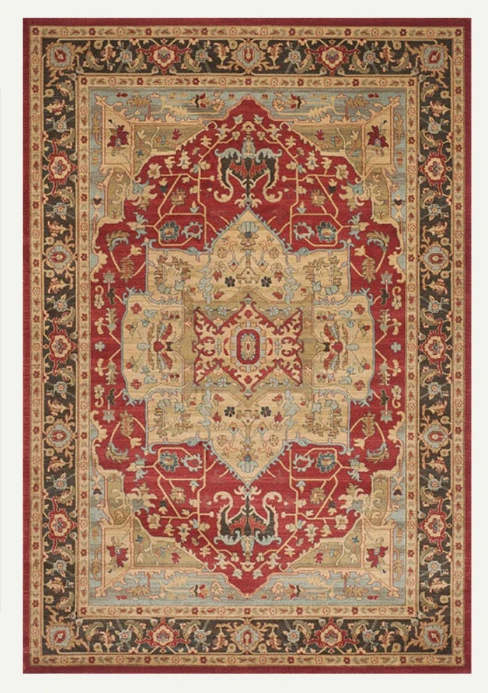 Red Turkish Vintage Design Carpet for Living Room Bedroom Floor Rug Boho Washable Themed Decor Floor Mat Kitchen table floor mat