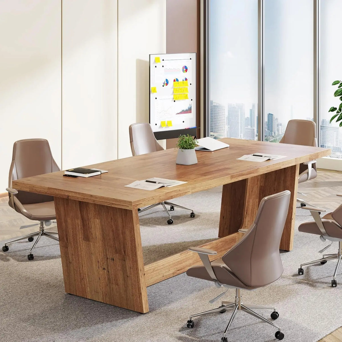 Large Walnut Executive Desk with Wooden Pedestal