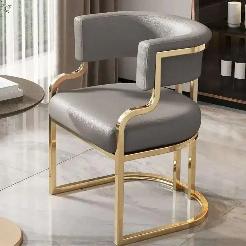 Luxury golden Dining Chairs, wrought Iron Backrest Armchair