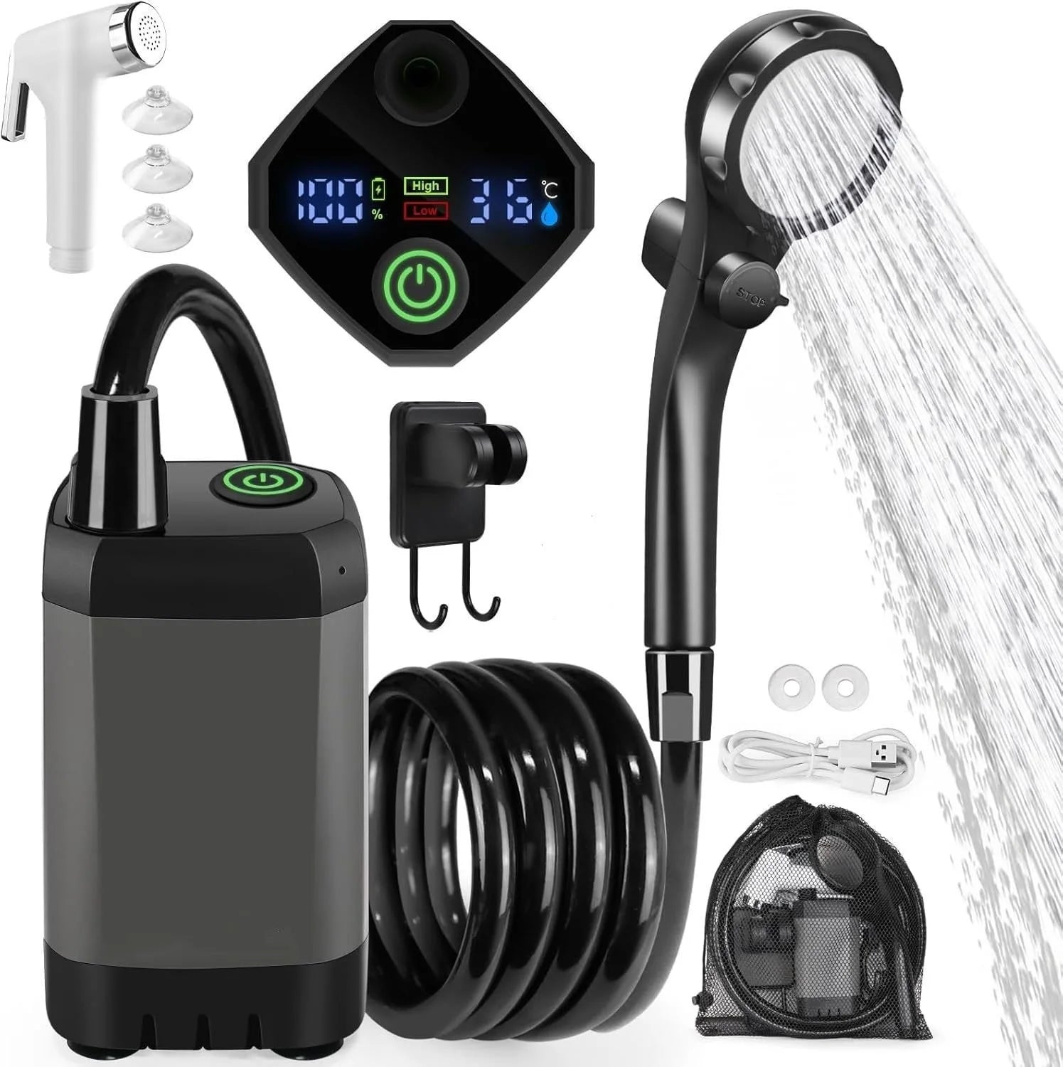 Portable Camping Shower Kit with 20L Foldable Bag