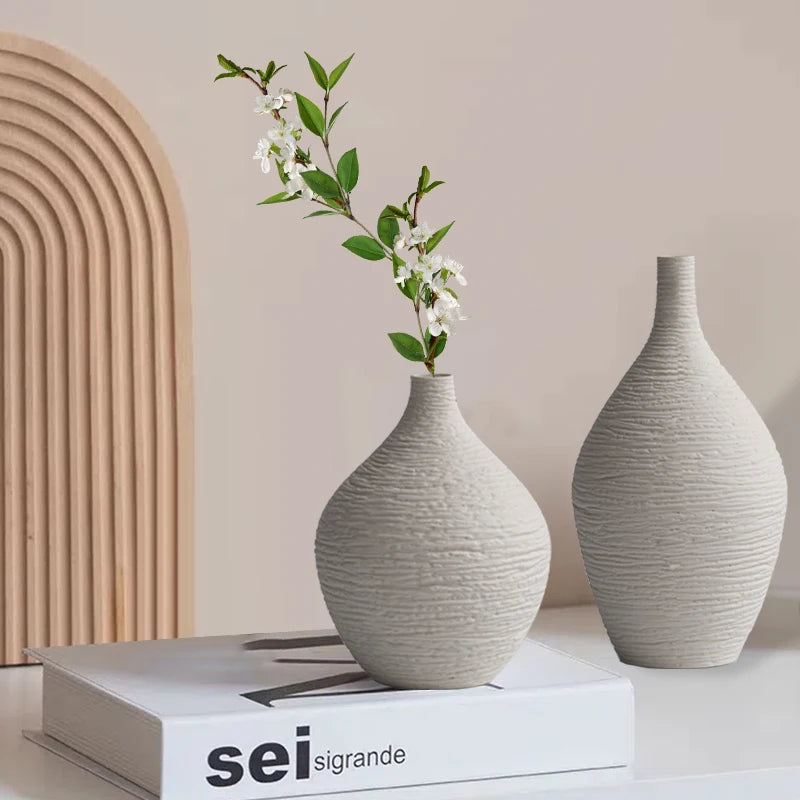 Simple Ceramic Vase Decoration for Home, Nordic Luxury Narrow Mouth Flower Pot