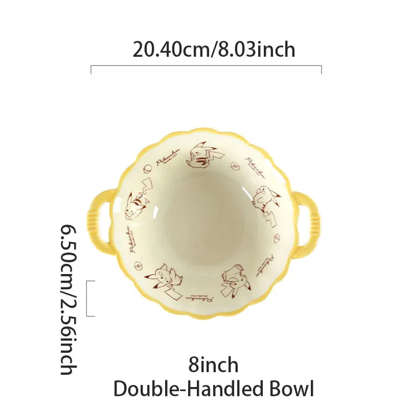 SHUNXIANG Pokémon Ceramic Tableware Set Pikachu Cartoon Pattern Ceramic Bowl Plate Dish Dining Plate Microwave Safe Dinnerware