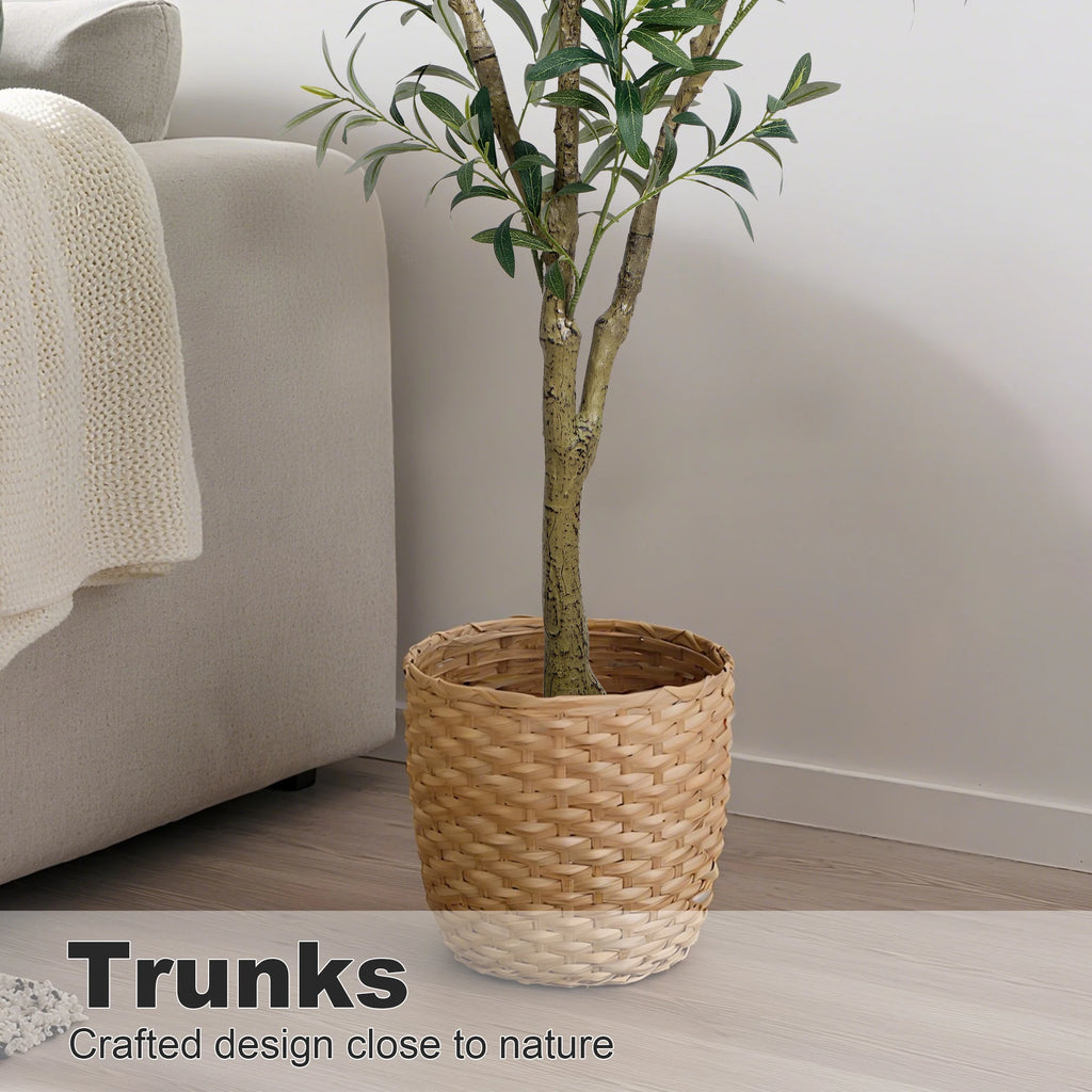 Artificial Indoor Olive Trees, 5.25/6.10/7.10FT Tall Faux Olive Tree with Black Pot,