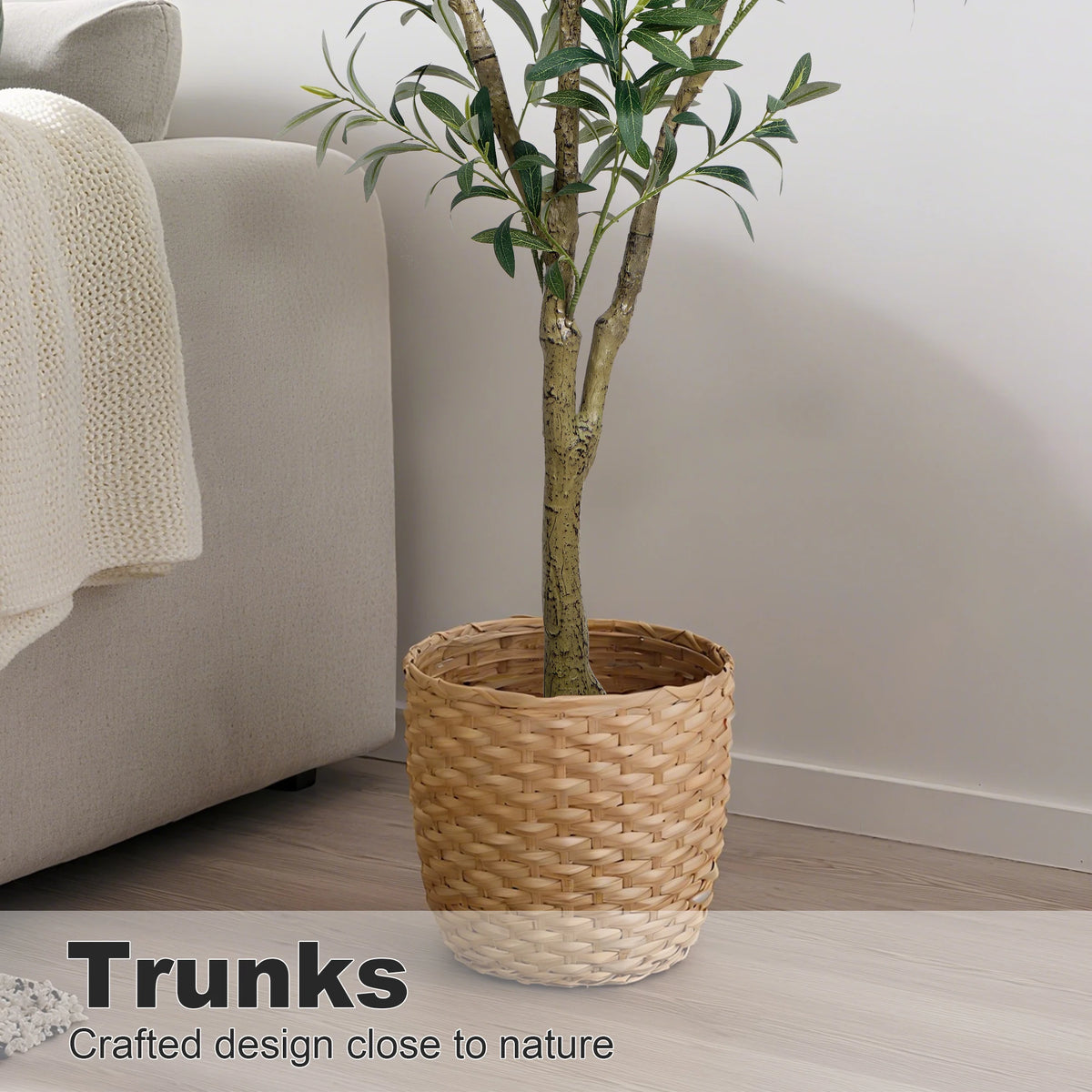 Artificial Indoor Olive Trees, 5.25/6.10/7.10FT Tall Faux Olive Tree with Black Pot,