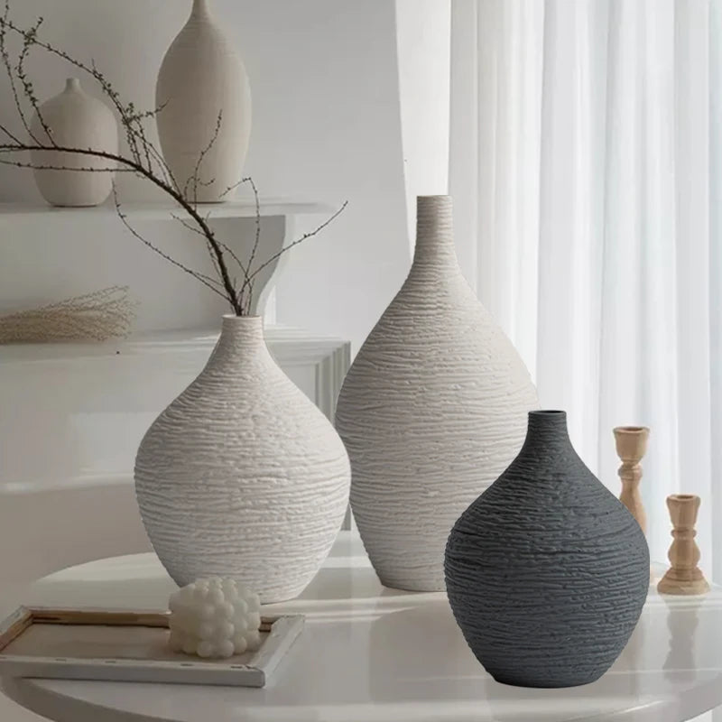 Simple Ceramic Vase Decoration for Home, Nordic Luxury Narrow Mouth Flower Pot