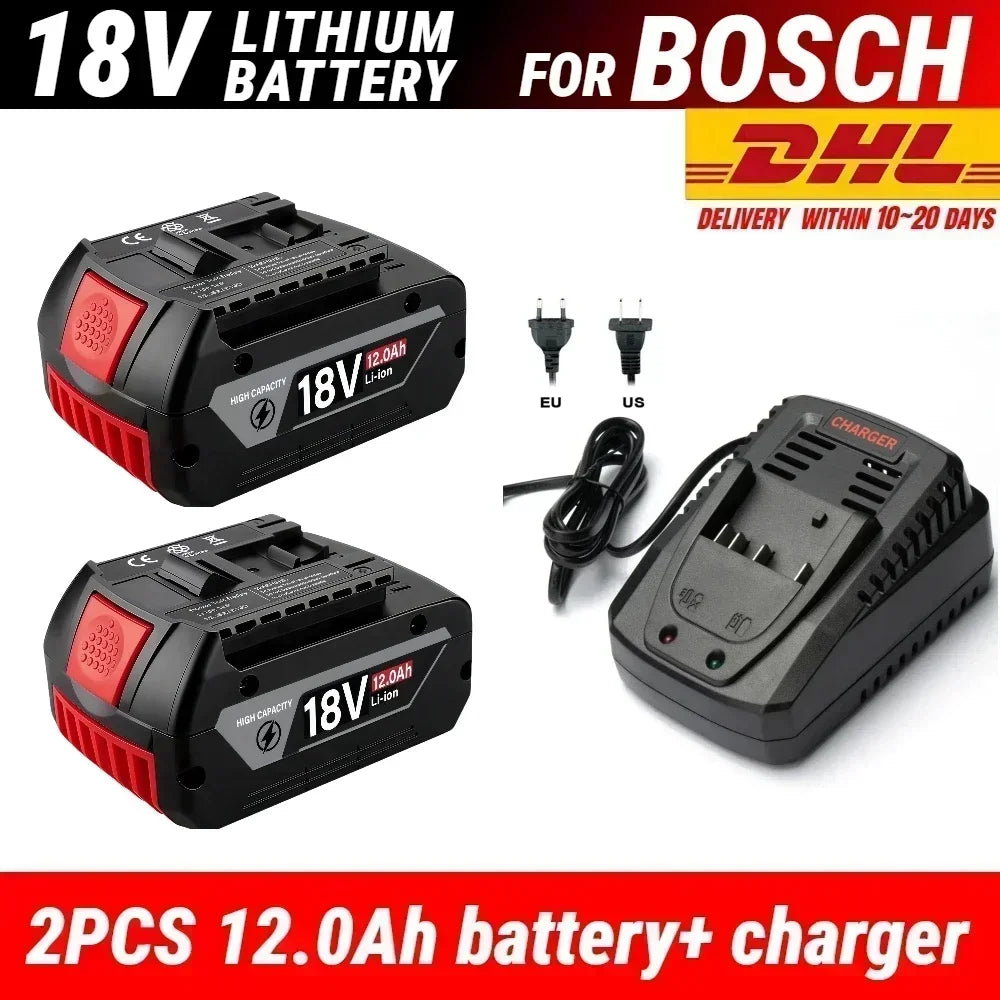 Rechargeable Lithium-Ion Battery for Bosch 18V Tools, 8/10/12.0 Ah Power Tool Batteries