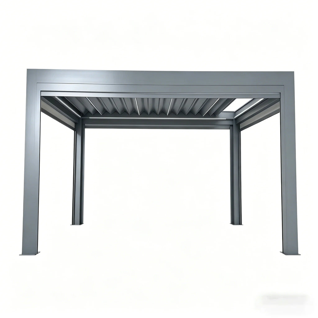 Motorized Retractable Outdoor Gazebo with Louvered Roof
