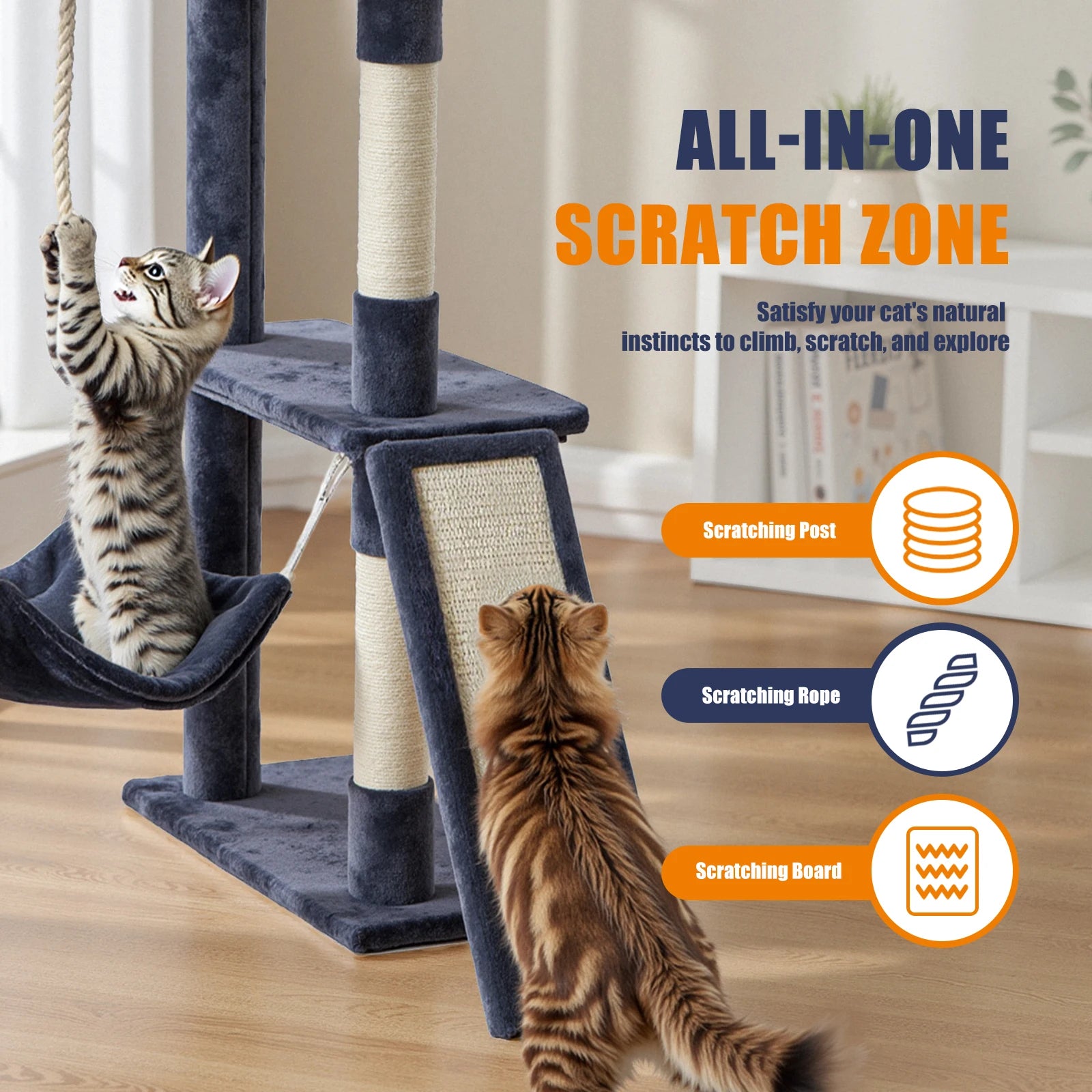 JHK 63In Cat Tree, Tall Multi-Cat Climbing Tower