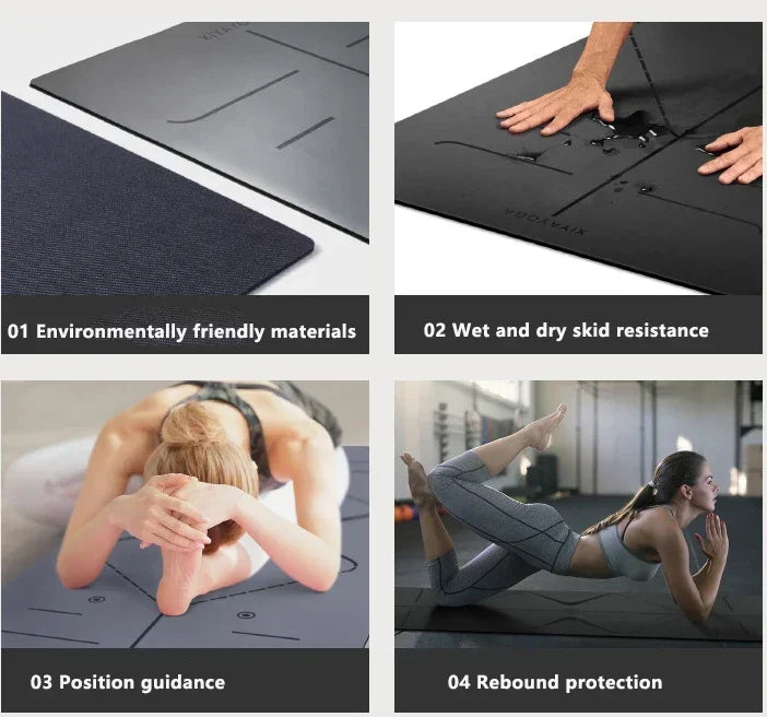Natural Rubber Yoga Mat, Professional Lotus Pattern PU Yoga Mat