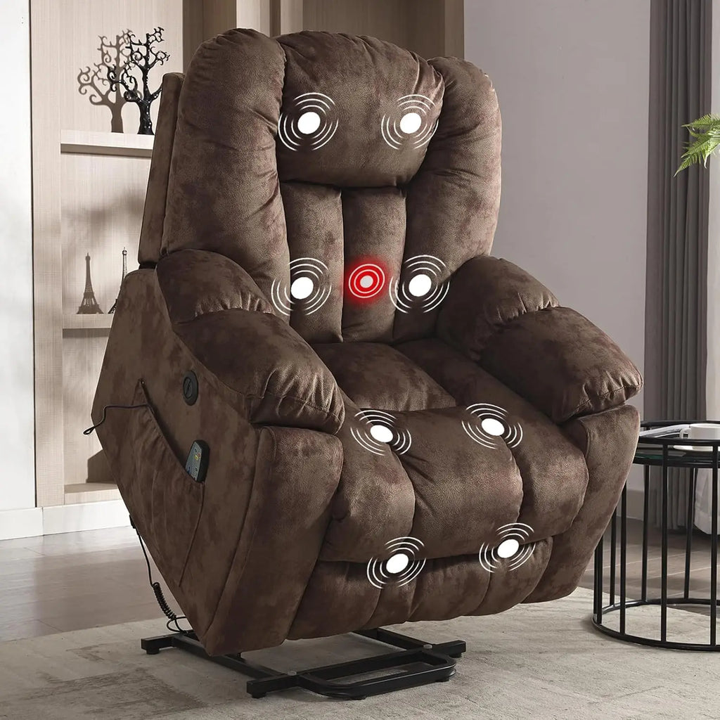 Large Power Lift Recliner Chair with Massage, Heat, and USB