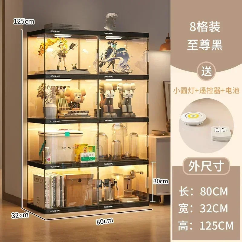 Nordic Living Room Display Cabinet Bookshelf Storage Organizer With Lights