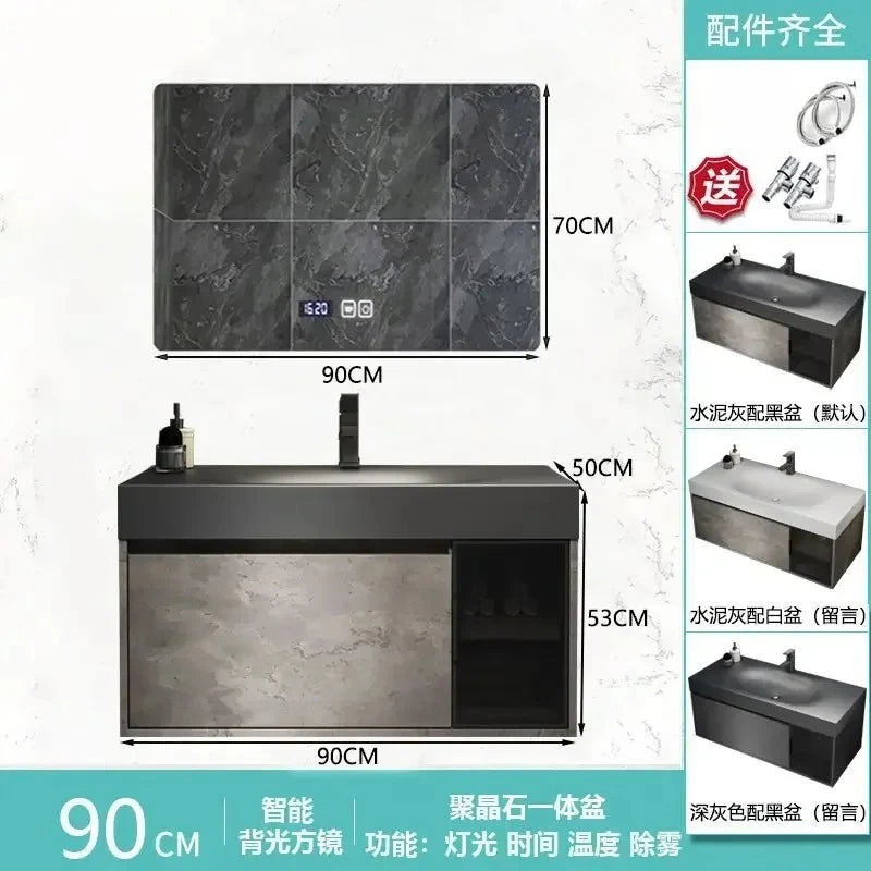 Modern Bathroom Cabinet, Smart Mirror, Integrated Washbasin Bathroom Vanity Cabinets with Sink