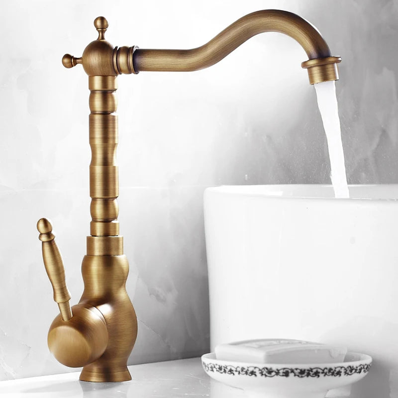Antique Bronze 360 Degree Turn Bathroom Sink Faucet