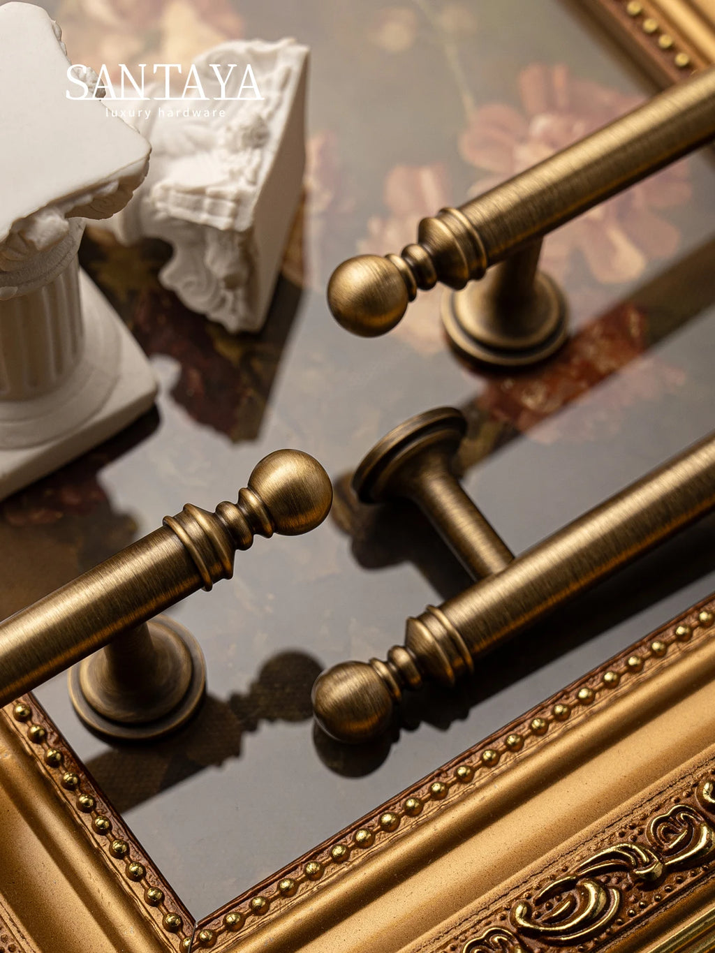 Santaya Brushed Antique Brass Handles for Kitchen Cabinets Wardrobes Drawers and Furniture Cabinets Long Handle T-bar Pulls