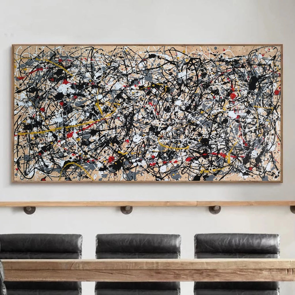 Hand Painted Jackson Pollock Style Abstract Drip Canvas Wall Art