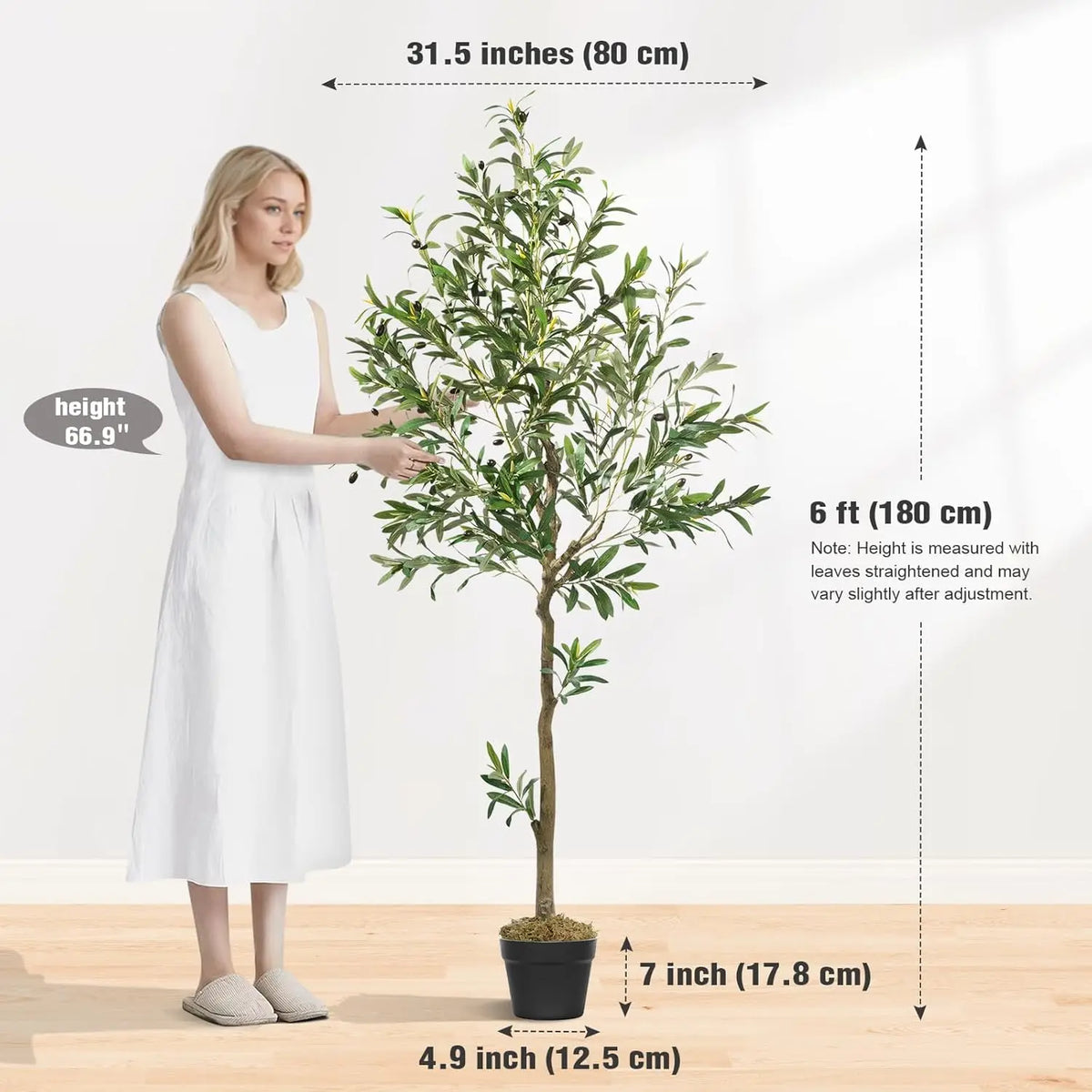 5/6/7/8 Olive Trees Artificial Indoor Faux Olive Tree with Black Pot