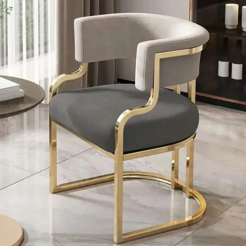 Luxury golden Dining Chairs, wrought Iron Backrest Armchair