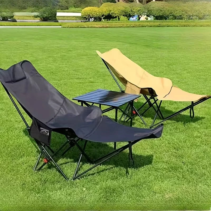 Heavy-Duty Foldable Beach Chair with Adjustable Height and Crossed Backrest