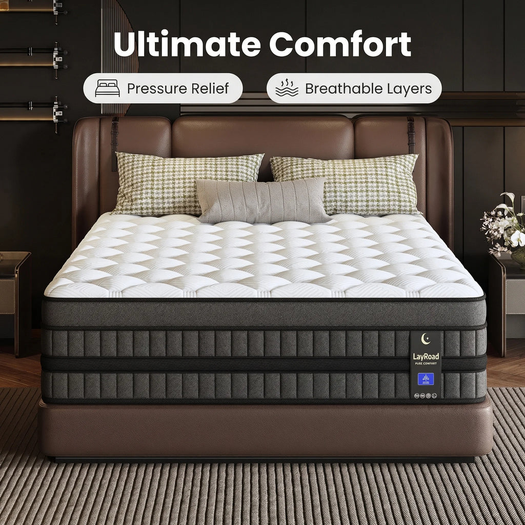 Full-Size Hybrid Mattress 12/14-Inch Medium Firm Gel Memory Foam with Pocketed Springs