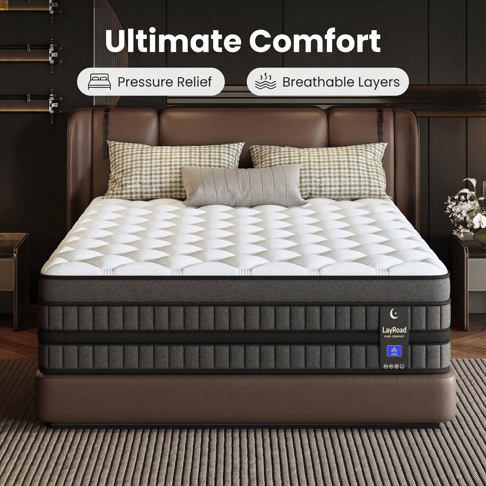 Full-Size Hybrid Mattress 12/14-Inch Medium Firm Gel Memory Foam with Pocketed Springs