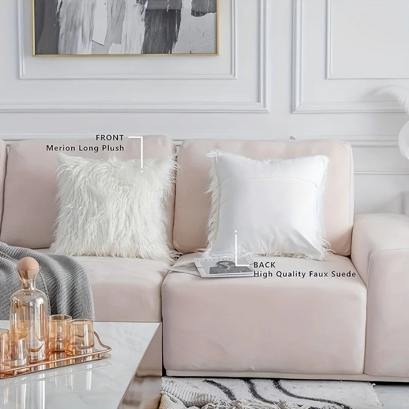 Pack of 1 Soft Luxury Long Faux Fur Plush Throw Pillow Cover,