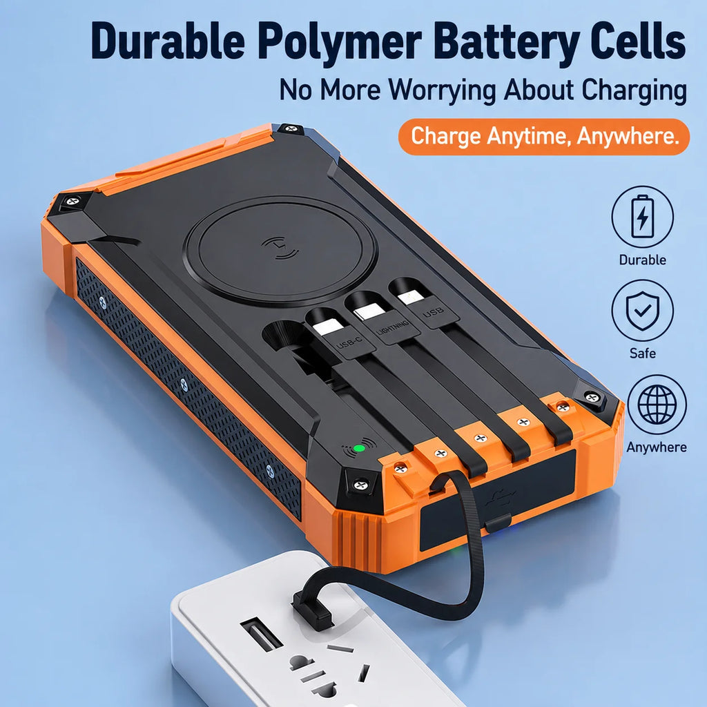 200000mAh Solar Power Bank Wireless Large Capacity Fast Charging External Battery