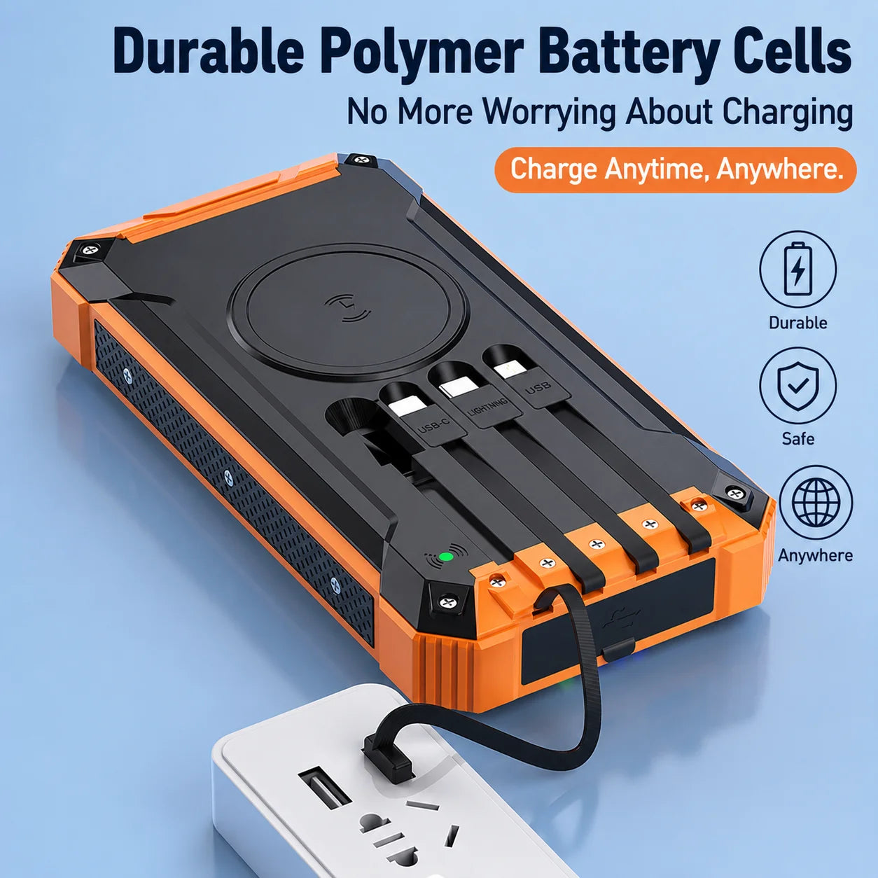 200000mAh Solar Power Bank Wireless Large Capacity Fast Charging External Battery