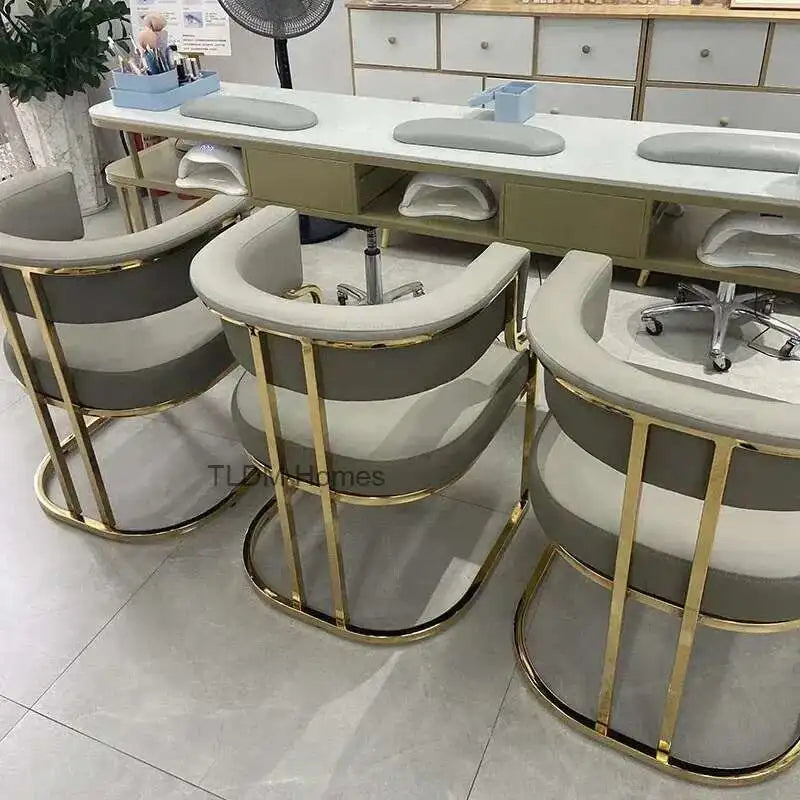 Luxury golden Dining Chairs, wrought Iron Backrest Armchair