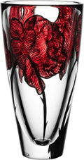 10" Tattoo Vase, Hand-Painted Glass - Rose Tattoo Inspired,